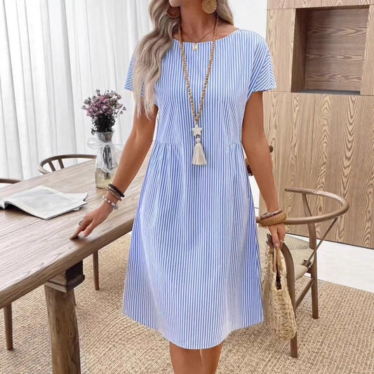 ✨【S-XL】Elegantní pruhované šaty – lehké a prodyšné na léto
