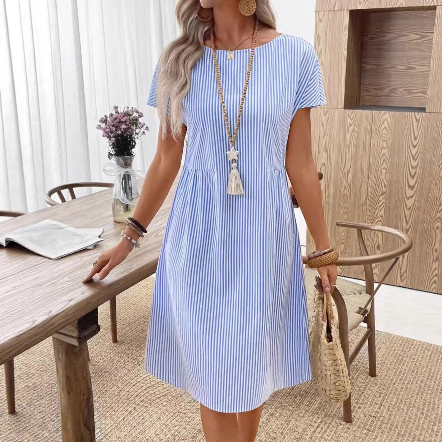 ✨【S-XL】Elegantní pruhované šaty – lehké a prodyšné na léto