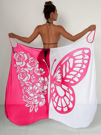 ✨【Nowy produkt ze zniżką】🦋🦋Nowe damskie szyfonowe narzutki przeciwsłoneczne z nadrukiem motyli na plażę 2025 3979177
