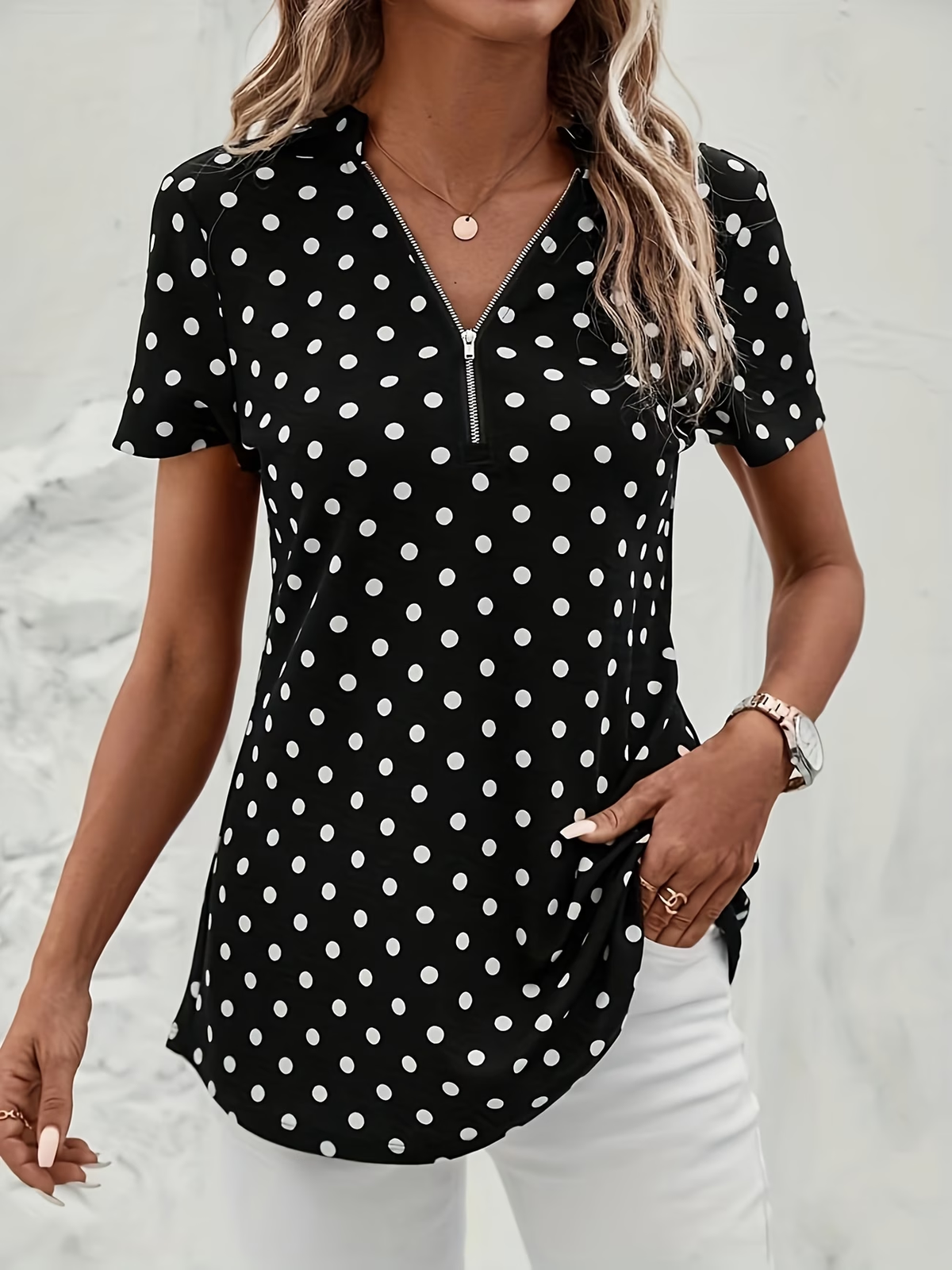 【S-2XL】Platba při převzetí🌸 Stylová dámská halenka s puntíky - pohodlná na každý den