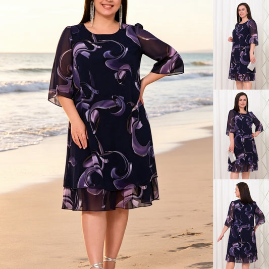 💕Letní akce【S–5XL】👗Lehké a prodyšné letní šaty s módním potiskem – lichotivý střih a snadno kombinovatelné.