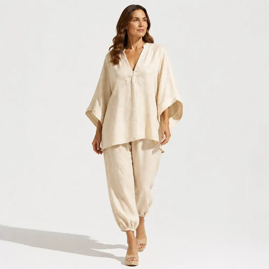 ⏳ Poslední den – sleva 50 %【S-3XL】👗 Souprava s volným výstřihem a širokým lemem, netopýřími rukávy, ležérní design, volný střih, ideální pro každodenní nošení  dámská souprava- pohodlná a všestranná ✨🌸
