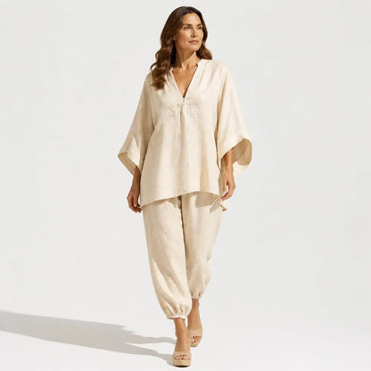 ⏳ Poslední den – sleva 50 %【S-3XL】👗 Souprava s volným výstřihem a širokým lemem, netopýřími rukávy, ležérní design, volný střih, ideální pro každodenní nošení  dámská souprava- pohodlná a všestranná ✨🌸