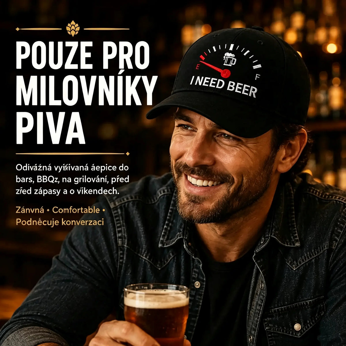 🧢🔥 POSLEDNÝ DEŇ S 50% ZĽAVOU - 🍺 Vyšívaná šiltovka „POTREBUJEM PIVO“ – Unisex pamätná šiltovka