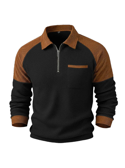 👕【S–3XL】 Pánská mikina s vysokým límcem a vaflovou strukturou ✨🧥