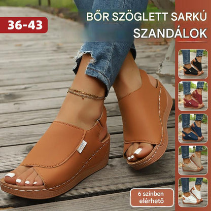 Ék sarkú, puha talpú bőr szandál – egész napos maximális kényelem és tartás