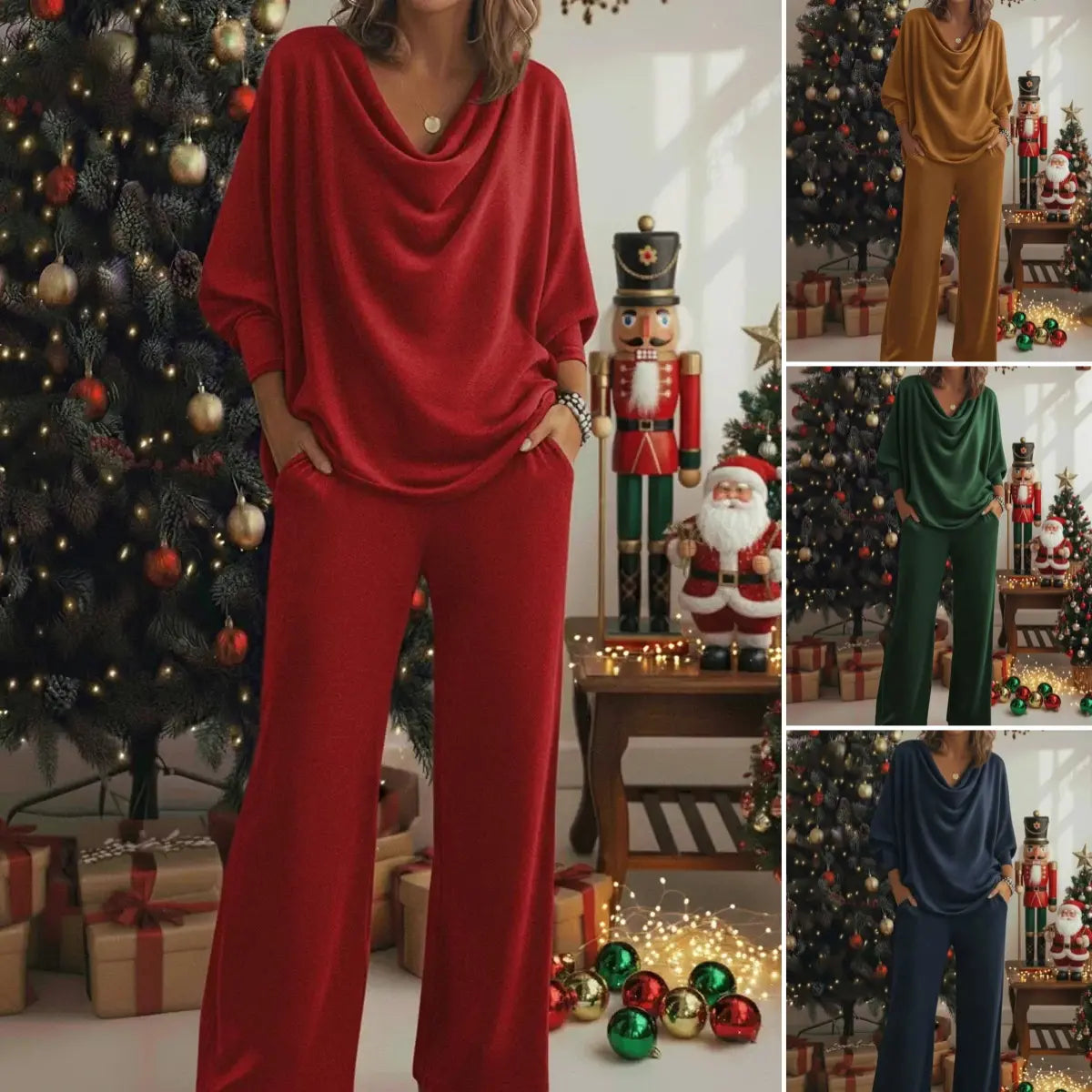 💕 Poslední den – sleva 50 %【S–3XL】Pohodlná sametová dvoudílná sada s tričkem a kalhotami, s elastickým výstřihem