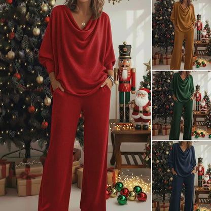 💕 Poslední den – sleva 50 %【S–3XL】Pohodlná sametová dvoudílná sada s tričkem a kalhotami, s elastickým výstřihem