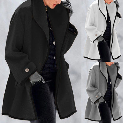 🥰【S-5XL】Νέο φθινοπωρινό-χειμερινό πολύχρωμο παλτό από μαλλί με κουκούλα, χαλαρή γραμμή και στρογγλεμένη λαιμόκοψη. 4144831