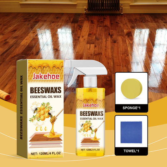 Lešticí sprej na dřevo s včelím voskem 120 ml (včetně houbičky a hadříku) pro péči o nábytek, prevenci praskání a ochranu laku.