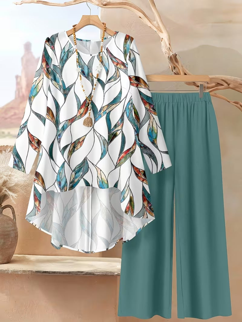 ⏳Oferta ograniczona czasowo⏰【50-120 kg】👚Damski garnitur casualowy w groszki, luźny krój-4257186