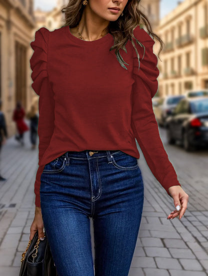 【S-2XL】Nowy damski sweter z kaszmiru w jednolitym kolorze z okrągłym dekoltem