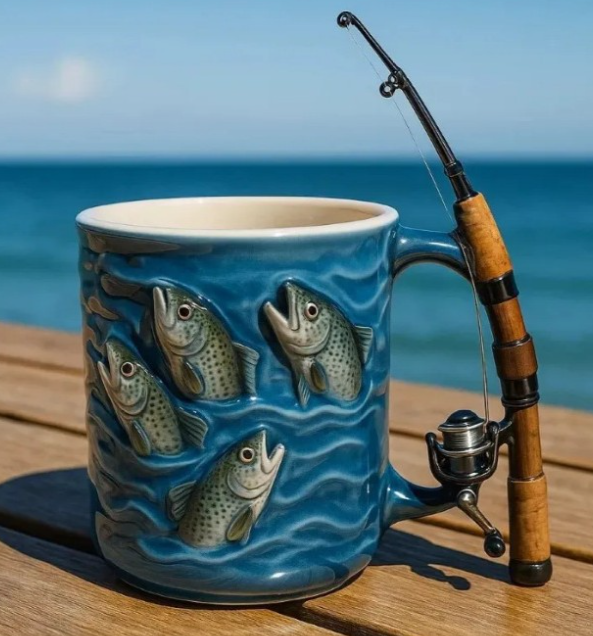 🎣☕ Nový hrnek s motivem rybaření – kreativní hrnek navržený speciálně pro milovníky rybaření.