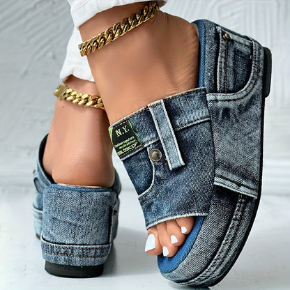 🔥 Sandalias mujer talla 35–42, cuña denim, cómodas y con estilo 👡✨