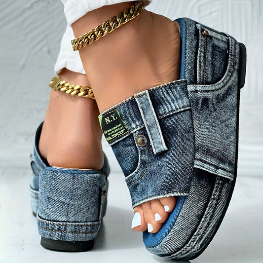 🔥 Sandalias mujer talla 35–42, cuña denim, cómodas y con estilo 👡✨