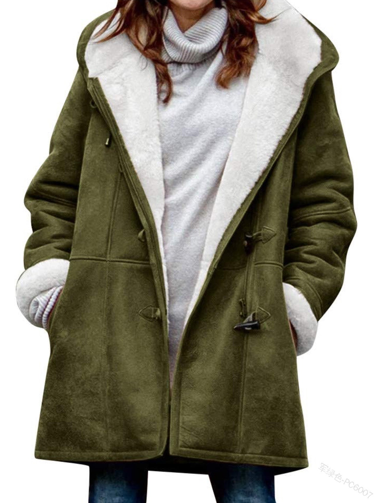 🥼🔥💖[S-5XL] 2025 moda i ciepło w jednym! Damska kurtka z kapturem, zamszowo-wełniana-4116228