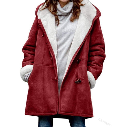 🥼🔥💖[S-5XL] 2025 moda i ciepło w jednym! Damska kurtka z kapturem, zamszowo-wełniana-4116228