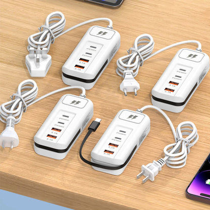 Cable de extensión USB y protector contra sobretensiones | Hub inteligente de 4 puertos con carga rápida de 30 minutos y protección contra sobretensiones | Mantén tu PC y equipo de viaje organizados 🎄✨ 4194024