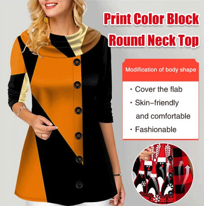 🔥🎄【S-5XL】2024 Nowy Świąteczny Ciepły Bawełniany Wygodny Casual Drukowany Modny damski top z długim rękawem-3840915