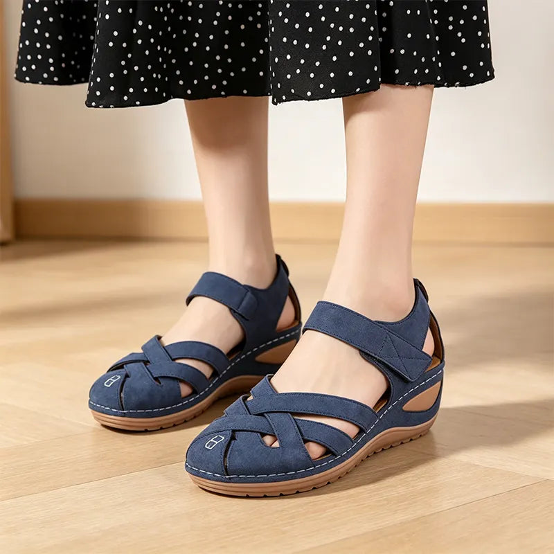 👡 Női piros halászszandál – zárt orr, lélegző szövött felső, állítható tépőzár ✨ Kényelmes és praktikus – utazáshoz és mindennapokra egyaránt! 🧳