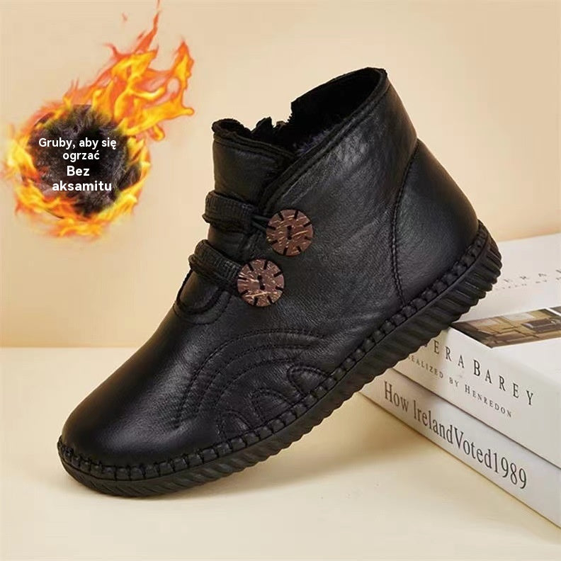💥【35-40】Damskie buty skórzane, bawełniane, antypoślizgowe, ręcznie robione na jesień i zimę 4156538