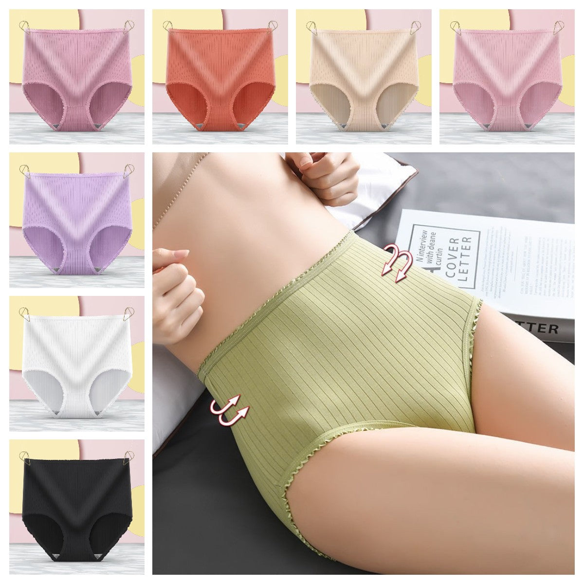 🏆【50-100 KG】【😍Oferta ograniczona czasowo】🩲Damska bielizna plus size, wodoodporna, antybakteryjna, z wysokim stanem-4213424