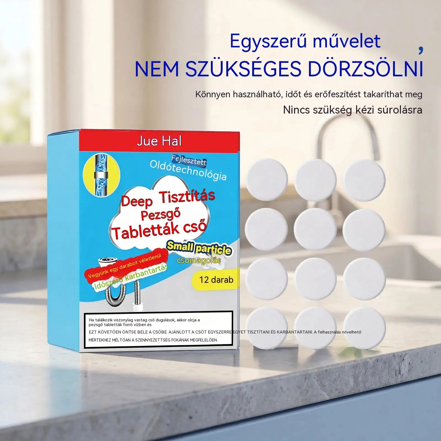 💞 Hatékony pezsgőtabletta csőtisztító, gyorsan feloldja a hajat, a zsírt és az eltömődéseket, antibakteriális csőtisztító és szagtalanító mosdókagylóhoz, WC-hez és padlólefolyókhoz.