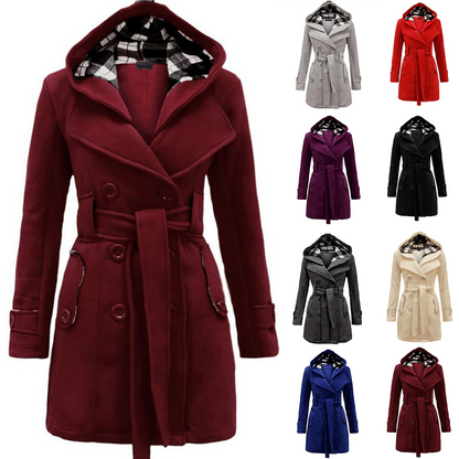 🌈⛄【S-3XL】2024 gorąca nowość na zimę 🔥Modny damski ciepły wełniany płaszcz średniej długości - z paskiem
