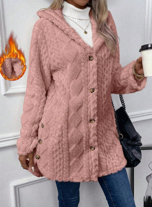 Chaqueta cálida para mujer con forro polar para otoño e invierno, con capucha y reversible. (Tallas S-5XL) 4174836