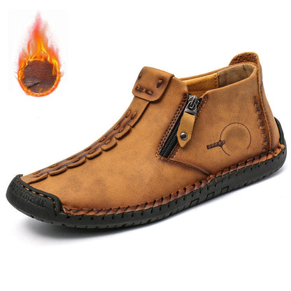 Męskie buty marki Dr. Martens, zapinane na suwak, z podszewką z futra, szyte ręcznie.【38-48】-4211274