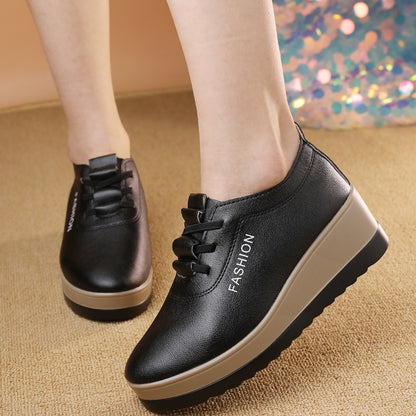 【35-42】Zapatos de piel para mujer con suela gruesa, nueva tendencia de otoño