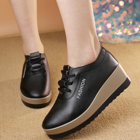 【35-42】Zapatos de piel para mujer con suela gruesa, nueva tendencia de otoño