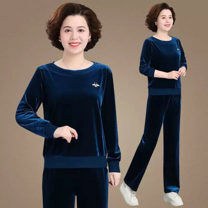 【M-4XL】Jesienny aksamitny zestaw sportowy (top + spodnie)