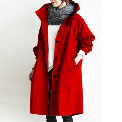 🥼【S-5XL】Nowa jesienna, długa, plus-size, swobodna wiatrówka damska, codzienna moda-4109896