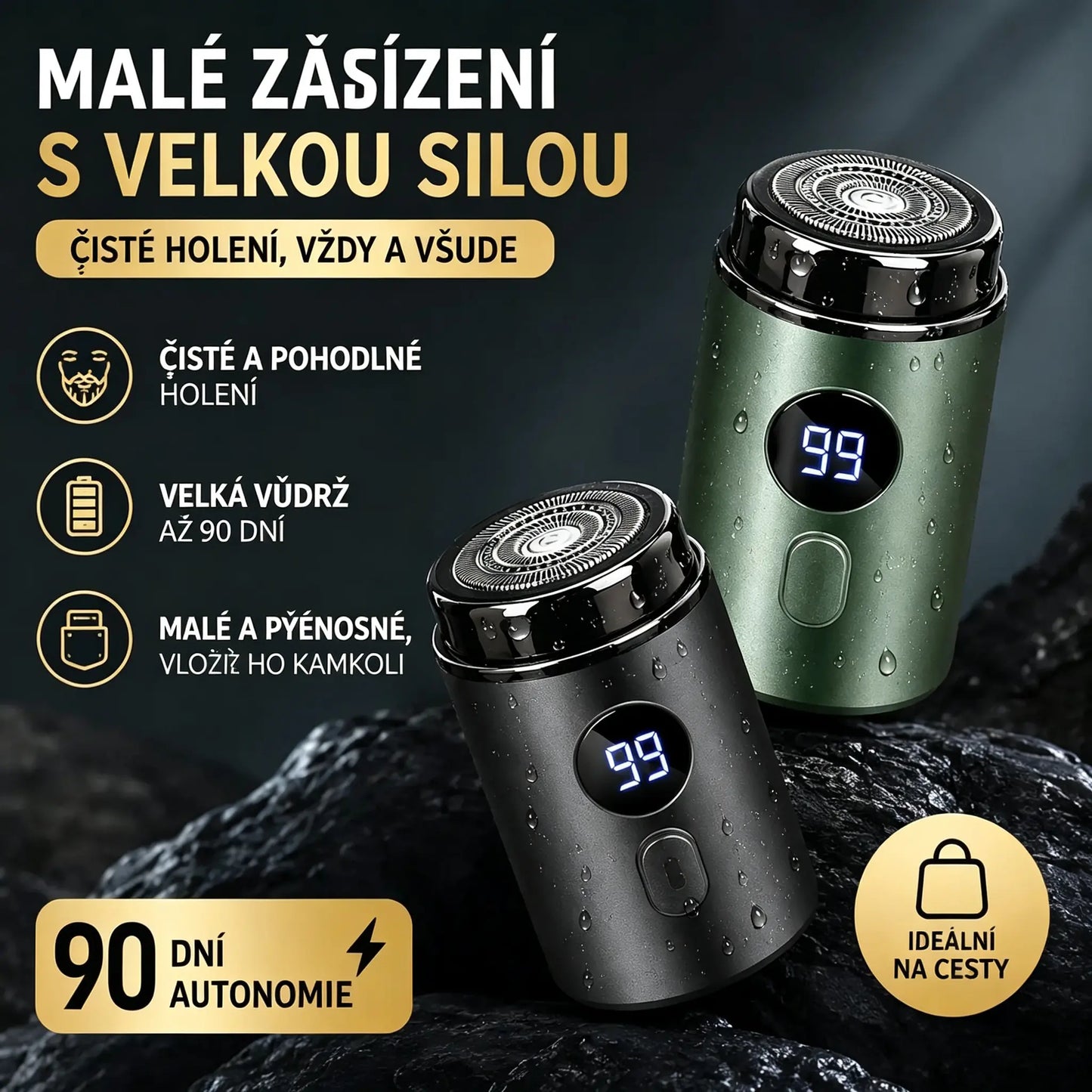 🔥Nejlepší nabídka: 50% SLEVA🔥Výkonný mini elektrický holicí strojek pro muže s digitálním displejem