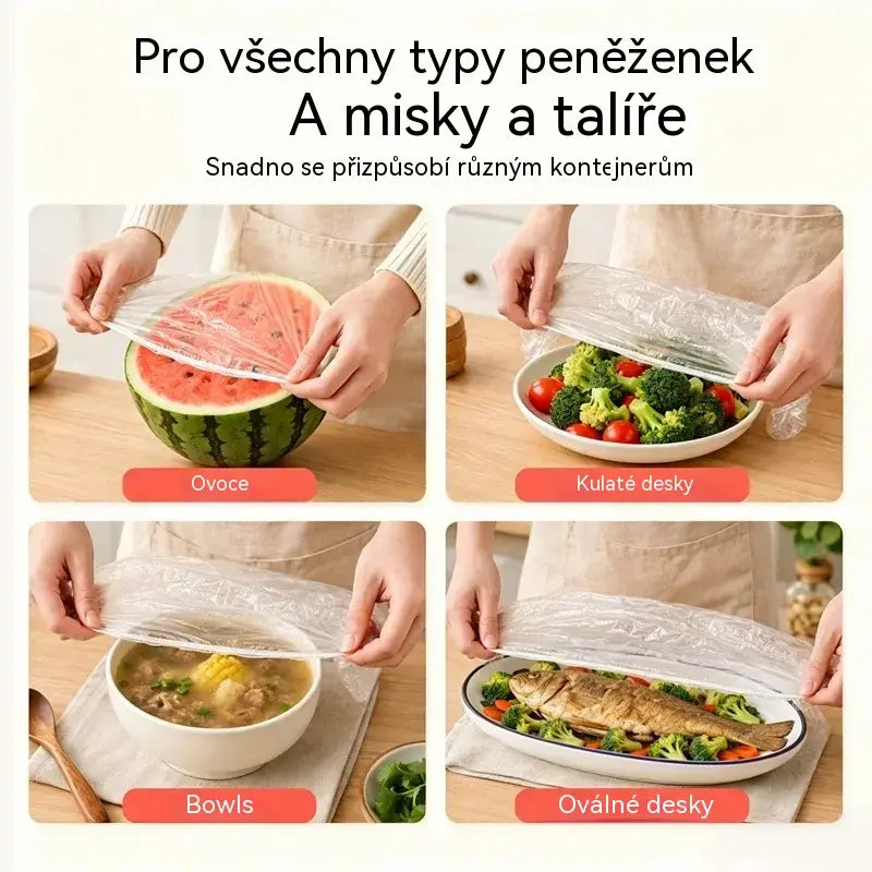 🥗✨ 300 jednorázových víček na potraviny | Flexibilní víčka na talíře, misky a nádoby