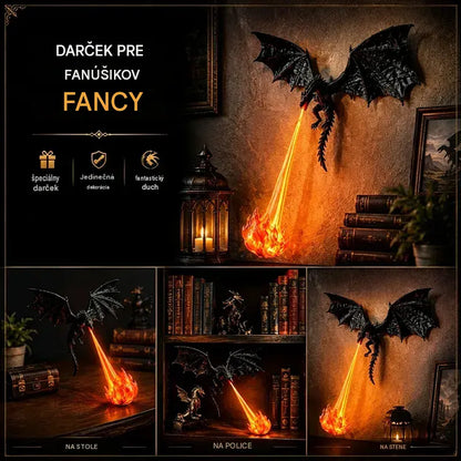 🐉🔥 3D LED světlo s ohnivě chrlícím drakem 🐉🔥| Fantasy zářící dekorace na poličku