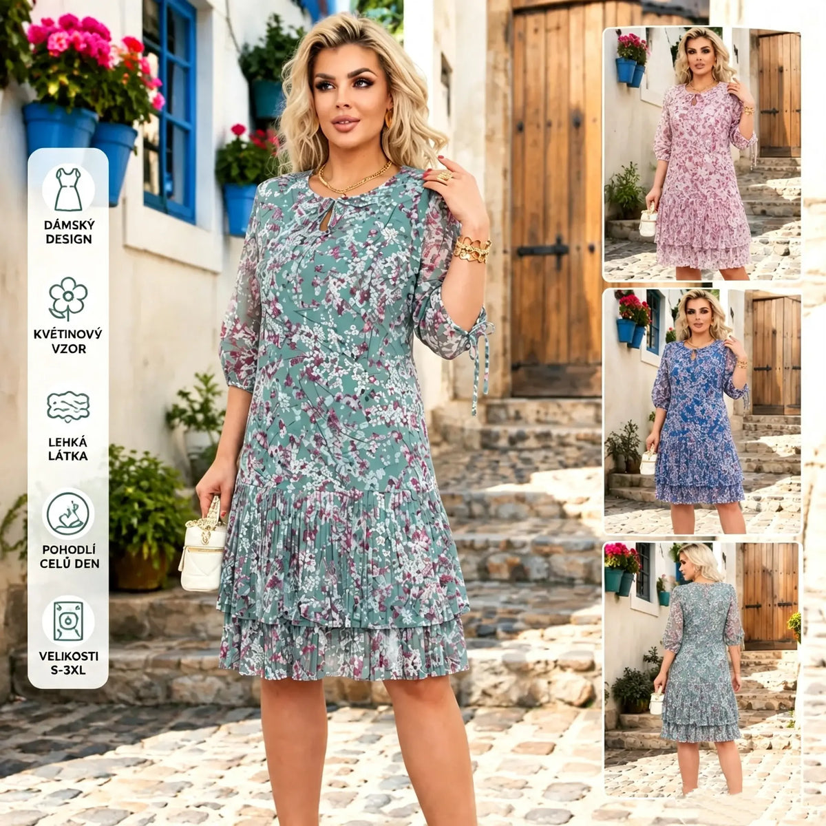 💕 Poslední den – sleva 50 %!【S–5XL】Módní dámské květované šaty 2026, zeštíhlující střih a prodyšný materiál.
