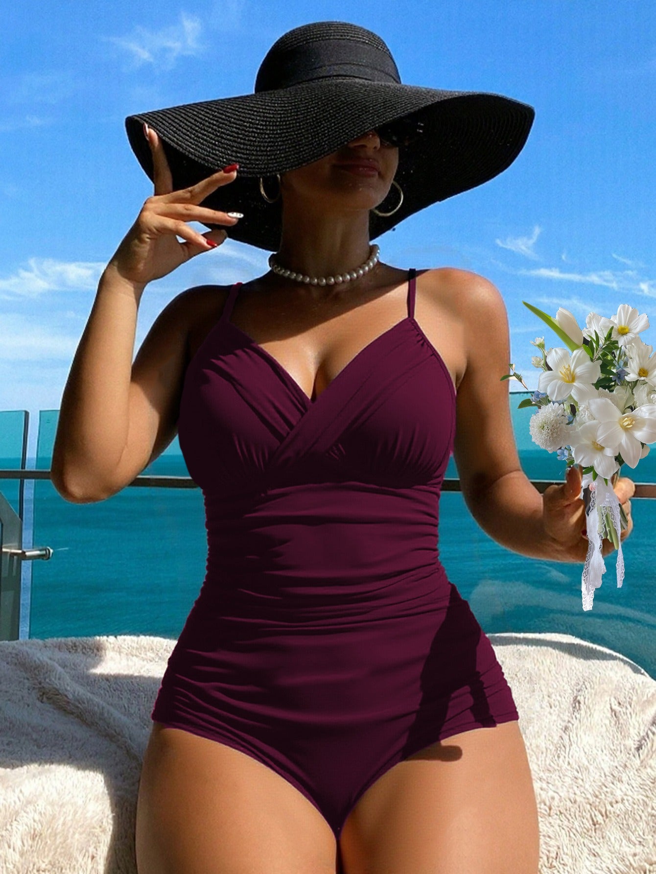 👙【S-2XL】Wygodny dwuczęściowy kostium kąpielowy z nadrukiem i kokardkami-4262271