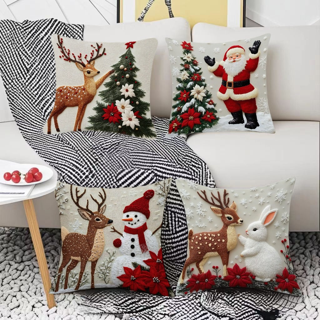 🔥【Paquete de 4 piezas】🎅Oferta especial de Navidad: 49 % de descuento🎄Fundas de almohada con temática navideña 4164022