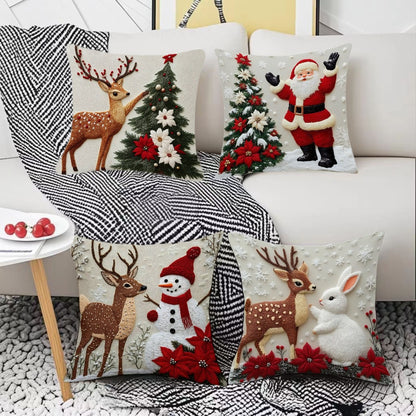 🔥【Paquete de 4 piezas】🎅Oferta especial de Navidad: 49 % de descuento🎄Fundas de almohada con temática navideña 4164022