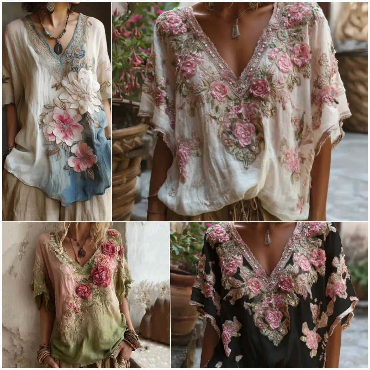 💕 Poslední den – sleva 50 %【40–110 KG】Letní elegantní dámské tričko s krátkým rukávem, výstřihem do V a potiskem, zeštíhlující střih