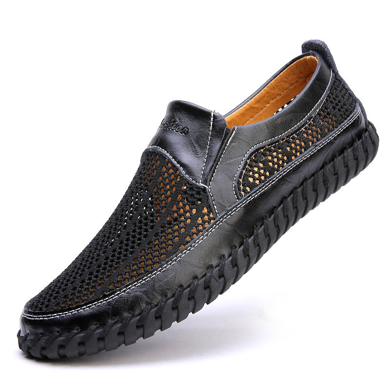 【38-48】Letnie nowe męskie buty z siateczki – duże rozmiary – prawdziwa skóra bydlęca Odporne na pot i nieprzyjemny zapach Oddychające i wygodne-4074344