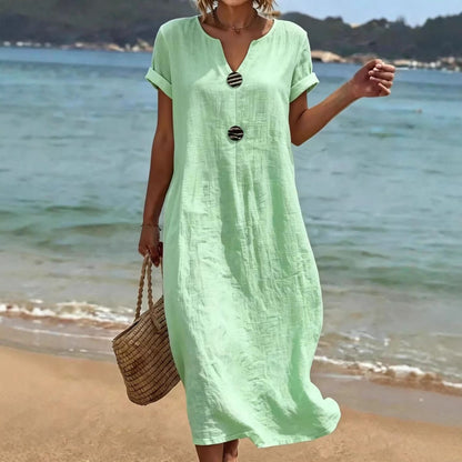 ✨【S-3XL】Vestido elegante de lino y algodón – Comodidad y frescura