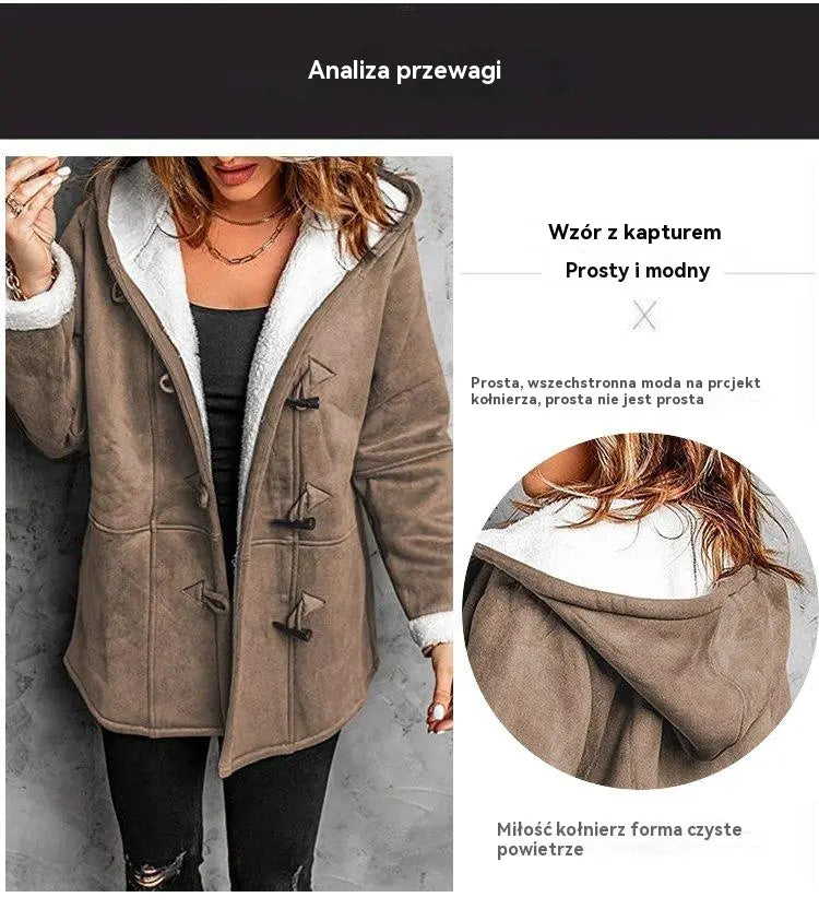 💕Sezónní výprodej – sleva 50 % 🔥【S–5XL】Dámská nadměrná velikost podzimní a zimní zateplená bunda s kožešinovým límcem