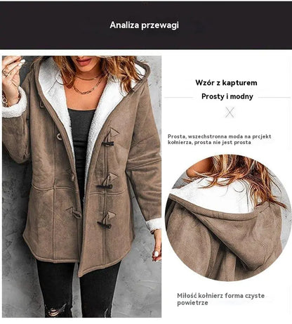 💕Sezónní výprodej – sleva 50 % 🔥【S–5XL】Dámská nadměrná velikost podzimní a zimní zateplená bunda s kožešinovým límcem