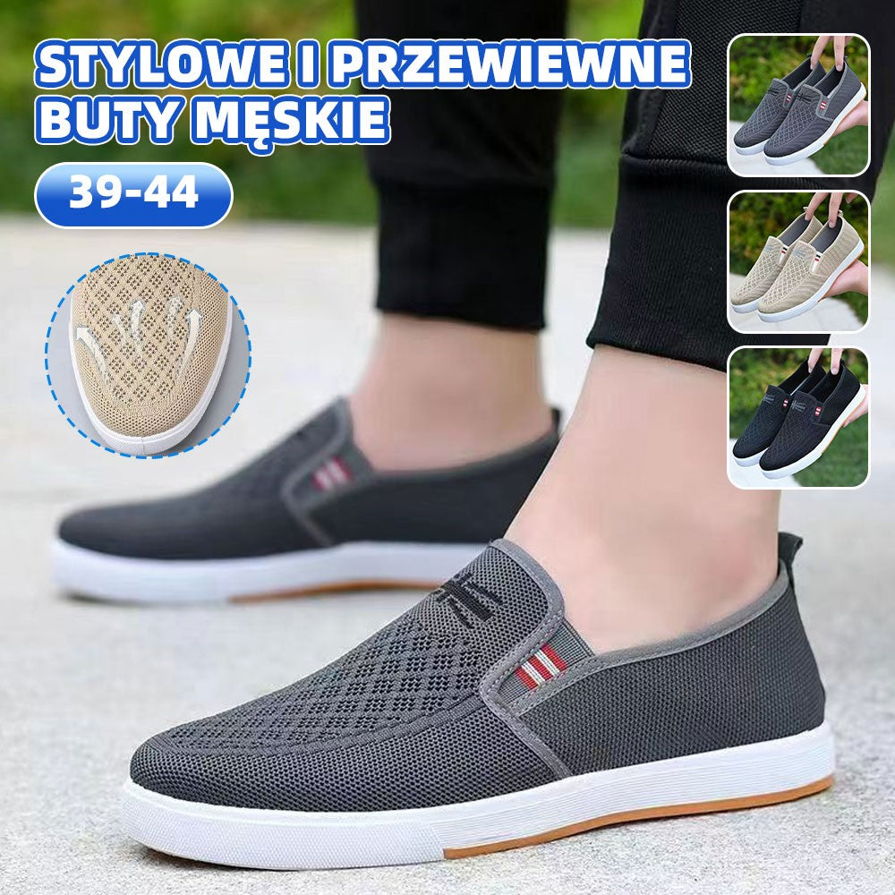 Nowe buty męskie typu flyknit, oddychające buty z materiału, antypoślizgowe i odporne na zużycie-4257248