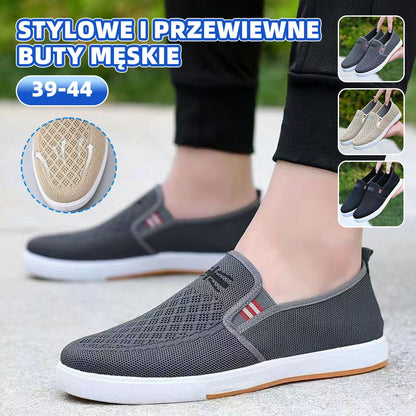 Nowe buty męskie typu flyknit, oddychające buty z materiału, antypoślizgowe i odporne na zużycie-4257248