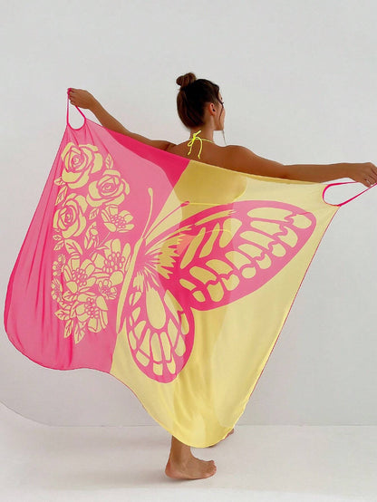 ✨【Nowy produkt ze zniżką】🦋🦋Nowe damskie szyfonowe narzutki przeciwsłoneczne z nadrukiem motyli na plażę 2025 3979177