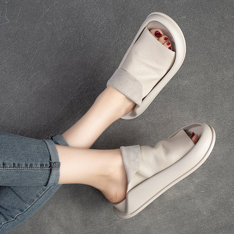 👡[35-40] 2025 Nowy styl Retro Ręcznie robione Miękkie skórzane Solid Color Wygodne damskie sandały-3987754